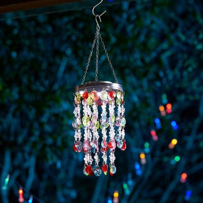 "Glitzhome 19""H Solar Lighted Patriotic Wind Chime Hanging Decor"