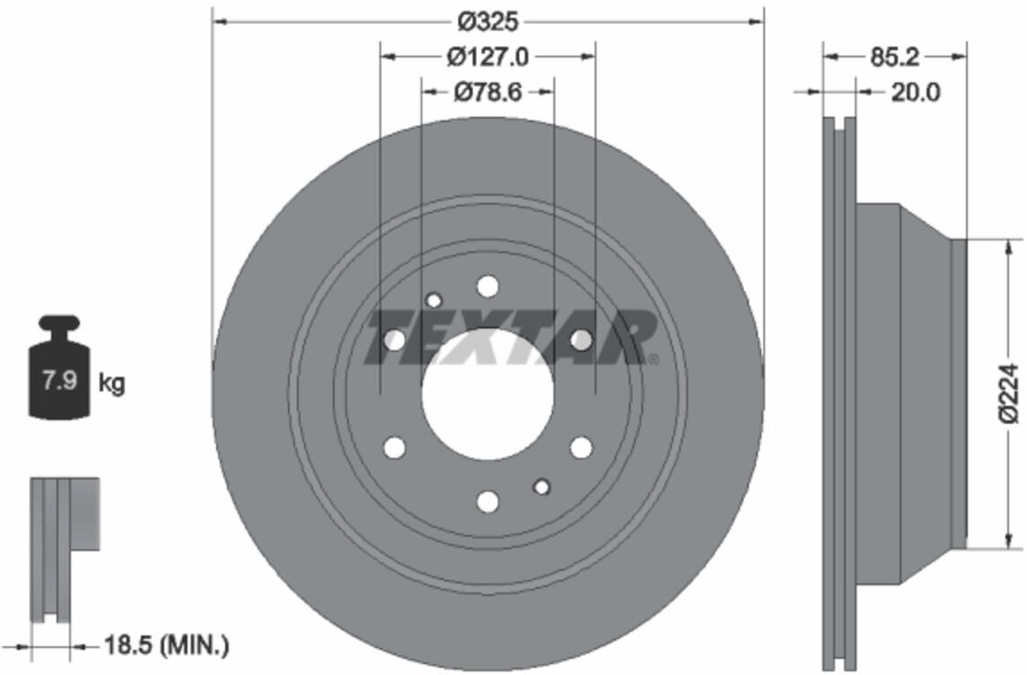 Disque de frein TEXTAR 92271103 arrière, ventilé, 1 pièce