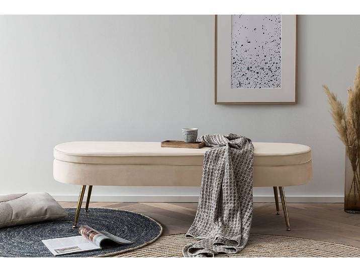 Polsterbank Brünn 142 x 45cm Beige/Wollweiß
