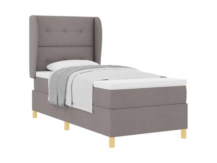 KKgypkn Boxspringbett mit Matratze mit Kopfteil Taupe 200 x 90 cm Stoff