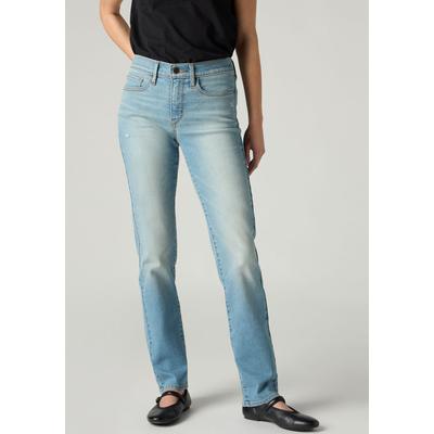 Gerade Jeans LEVI'S "314 Shaping Straight", Damen, Gr. 26, Länge 32, blau (just like that), Denim/Jeans, Obermaterial: 80% Baumwolle, 19% Polyester, 1% Elasthan, gerade lang, Jeans, mit Stretch, Topseller