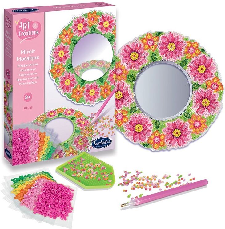 Art & Créations : Miroir Mosaïque Fleurs à Diamanter - Sentosphère
