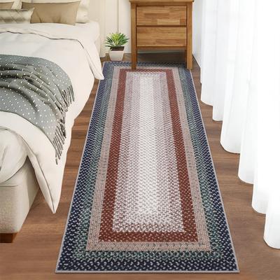 Garvee Farmhouse Braided Printed Washable Rug