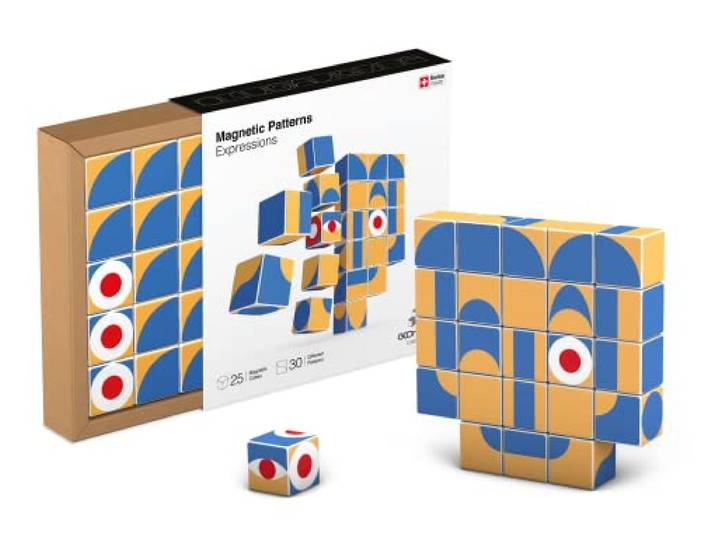 Geomag, Magicube Art Pattern, Würfelkunst, Figuren und Tiere mit Magnetwürfeln Erschaffen, Magnetische Konstruktionen für Kinder und Erwachsene, 25-teilige Packung