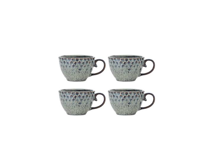 Handgefertigte Tasse „Katrina“, 4er-Set Keramik Blau- und Grautöne Bloomingville