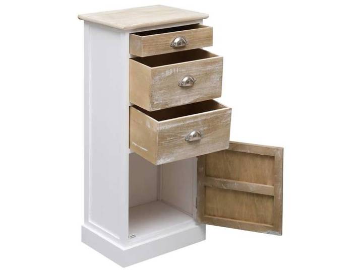 Moderne Armoire latérale BURKE Commode rangement 38x28x86 cm Bois de Paulownia AA1099