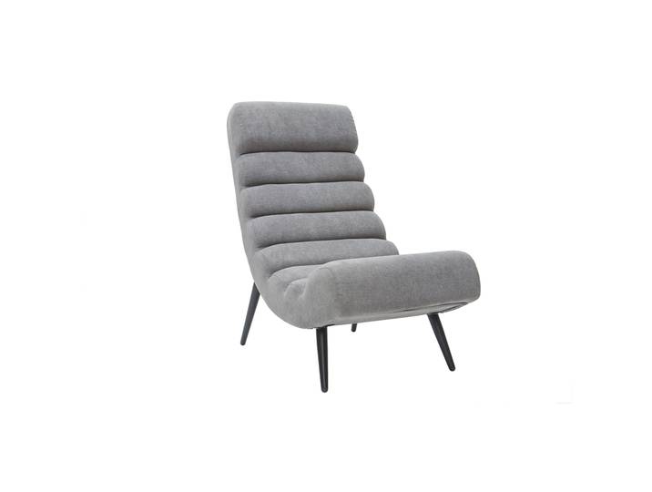 Fauteuil design en tissu effet velours gris et métal noir TAYLOR