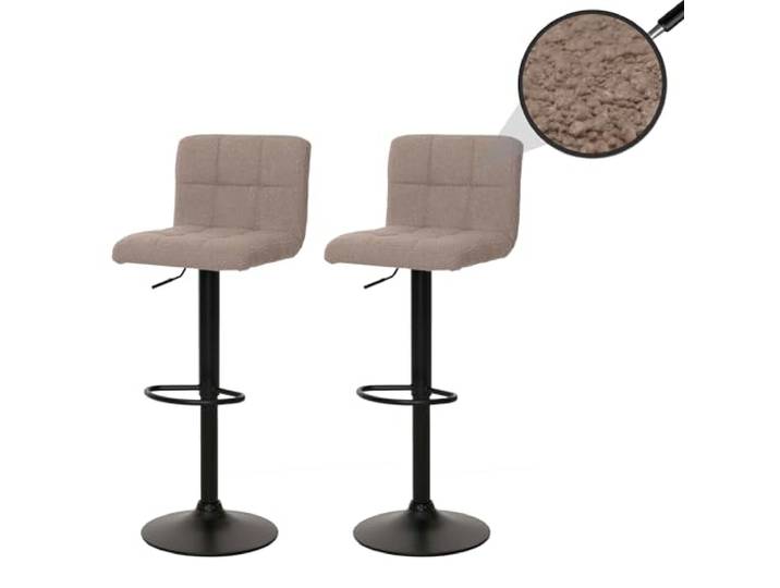 Mendler 2er-Set Barhocker HWC-G87 Stoff Boucle (450g/m²) FSC® - Taupe Tresenhocker, Barstuhl, höhenverstellbar drehbar
