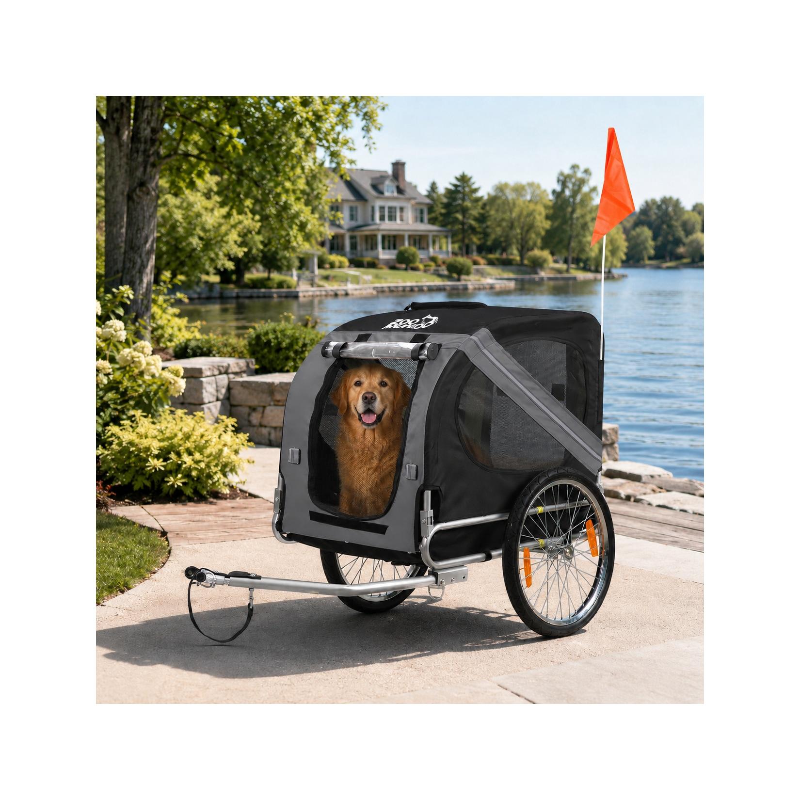zoomundo Hundeanhänger Fahrradanhänger für Hunde - in Dunkelgrau/Schwarz - Silver Frame