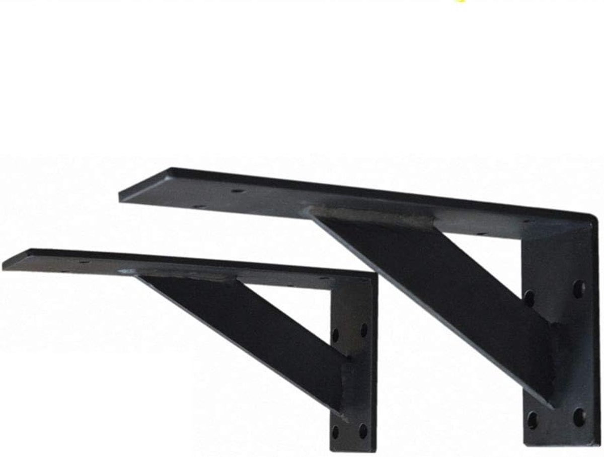 Plankdragers Driehoek Wandsteunen Zwart - Set van 70cm en 40cm