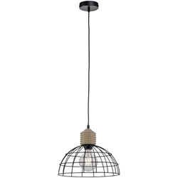 LED Pendelleuchte 31x31 Metallschirm Naturholz schwarz 1 flammig Küche