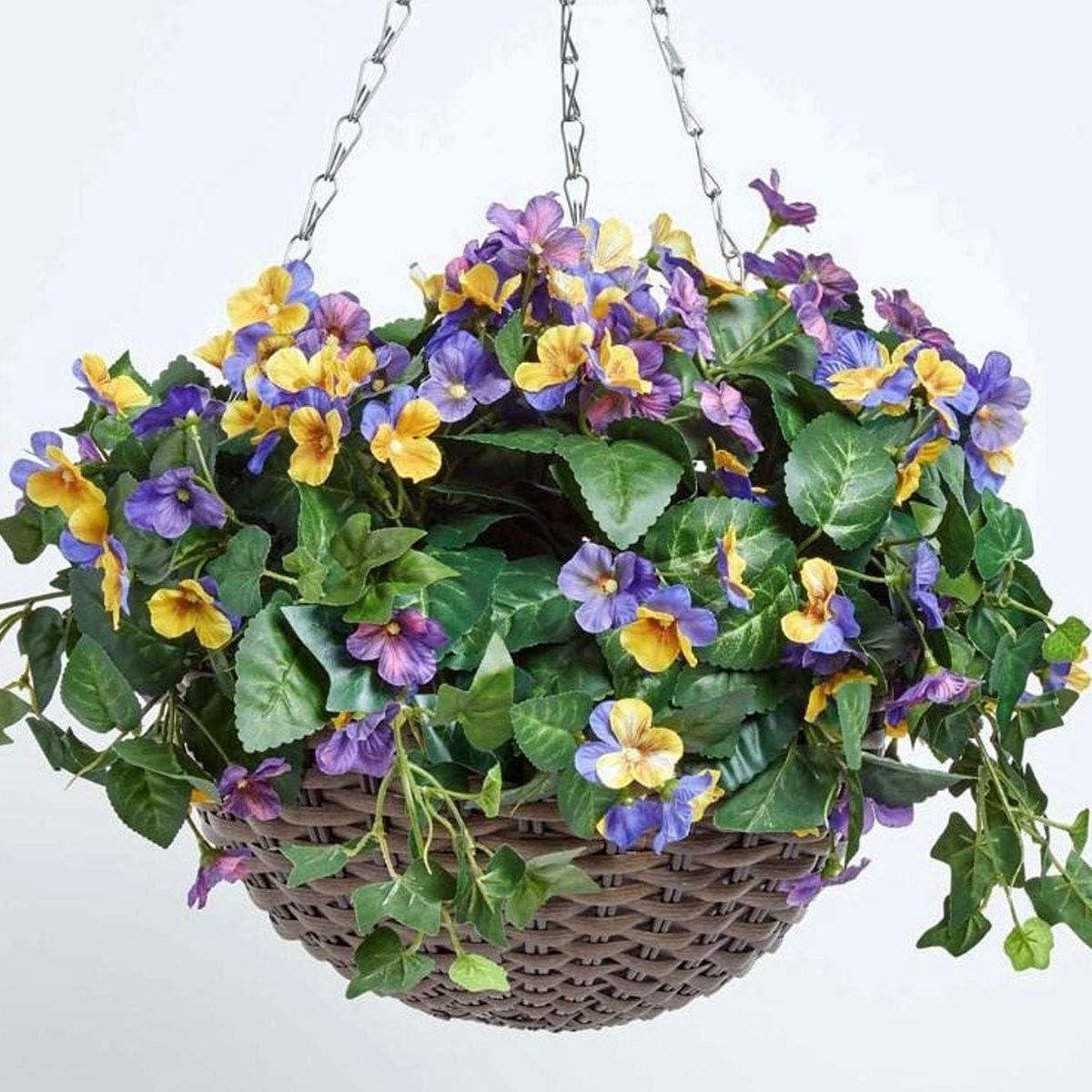 Kunstmatige Hangmand Viooltjes - Paars en Geel - 60 cm