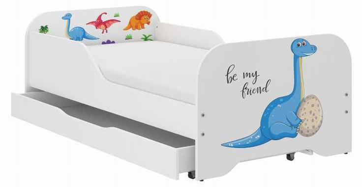 Kinderbett - Kleinkindbett - Jugendbett - 140x70 cm - Mit Absturzsicherung und Schublade - Matratze