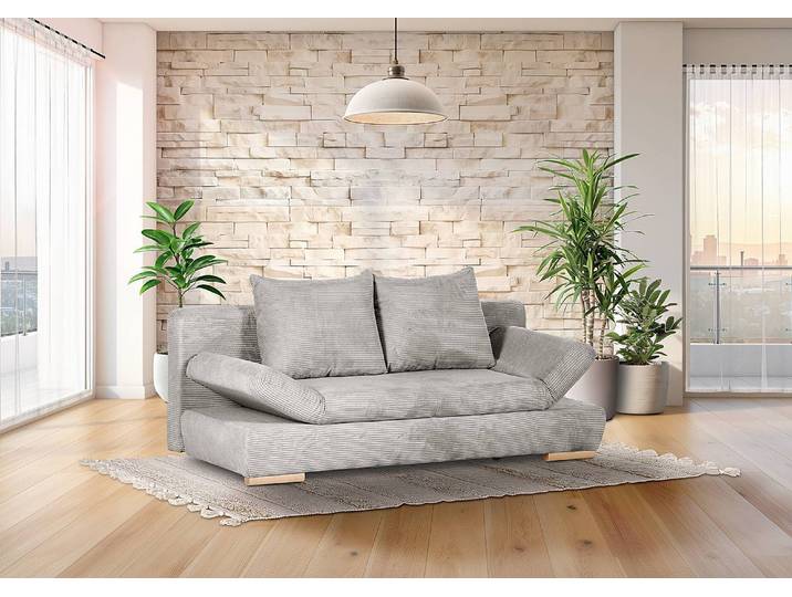 Schlafsofa Moga Grau Cordstoff Calice 200 x 75 x 92cm