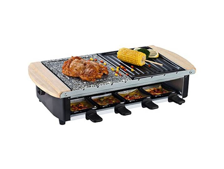 Syntrox Germany Edelstahl Design Raclette Uri mit Grill und Heißer Stein für 8 Personen