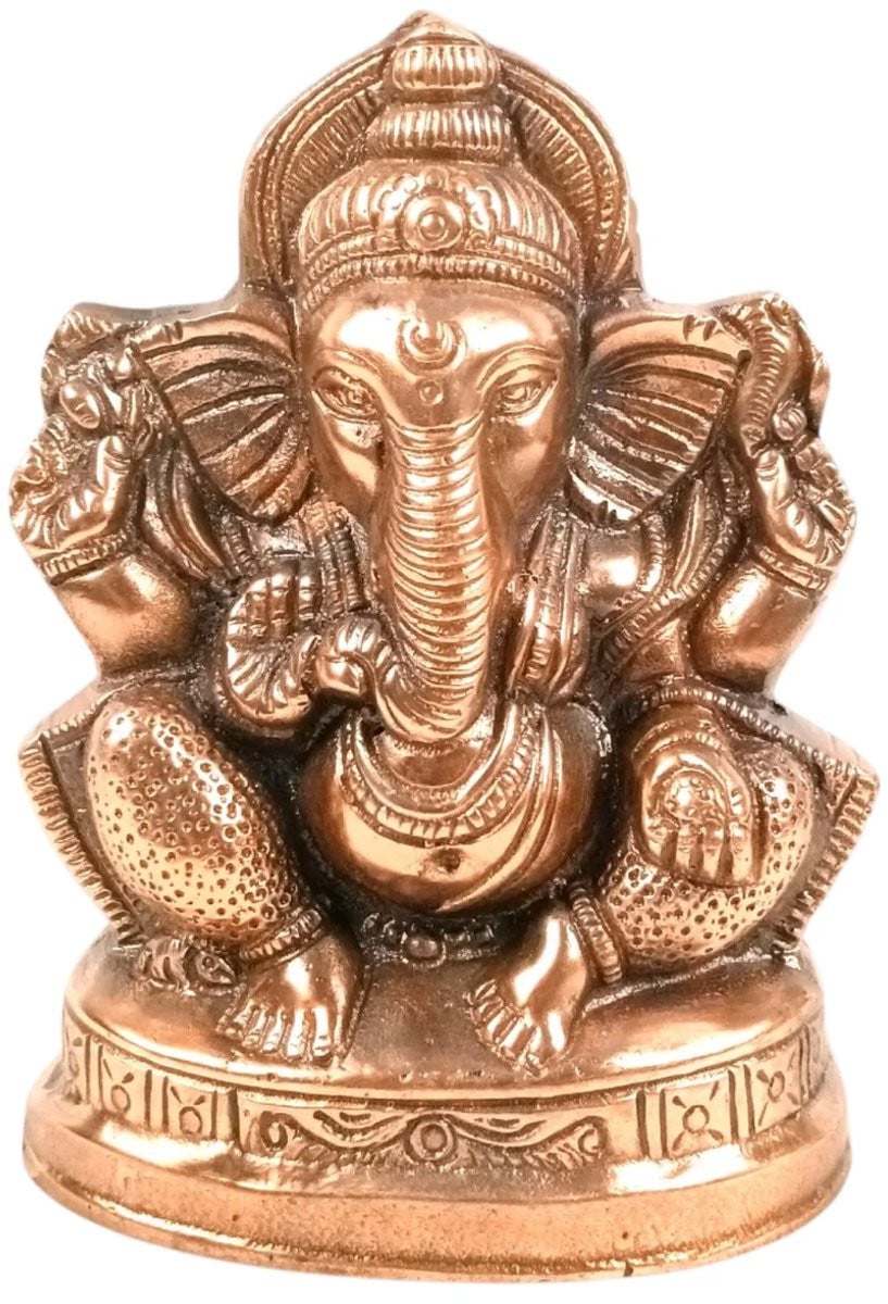 N3 Collecties Ganesha-beeld van metaal met koperen afwerking voor op tafel