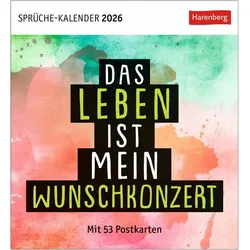 Harenberg, Kalender, Positive-Sprüche-Kalender Postkartenkalender 2026 - Mit 53 Postkarten