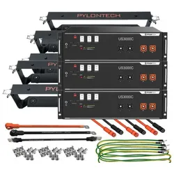 3x Pylontech US3000C LiFePO4 48V + Brackets + Anschlusskabel... - 0% MwST. (Angebot gemäß §12 USt Gesetz.)