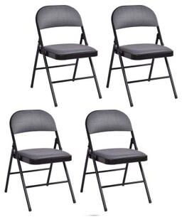 Costway 4 Pieces Fabric Upholstered Padded Seat Folding Chairs Seet