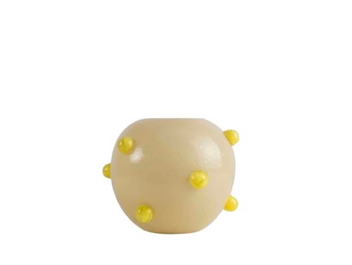 ByON ByON Studio 5280608010 Arlo Vase Design soufflé à la Main en Verre Beige/Jaune Ø 30 x H 23 cm Décoration Faite à la Main avec Boules en Verre Pièce Unique