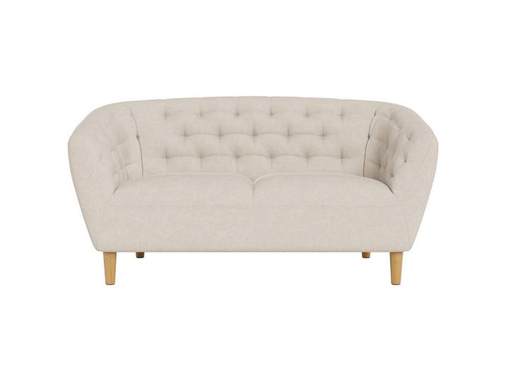 Ambia Home Chesterfield-Sofa, Beige, Holz, Kautschukholz, massiv, 2-Sitzer, 150x78x84 cm, Wohnzimmer, Sofas & Couches, Sofas, Bigsofas