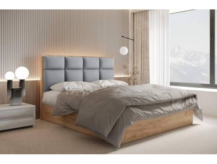 TRADA Boxspringbett 200x200 cm mit Taschenmatratze, Selva, Grau Boxspringbett mit Holzelemente und Bettkasten, mit Holzelemente