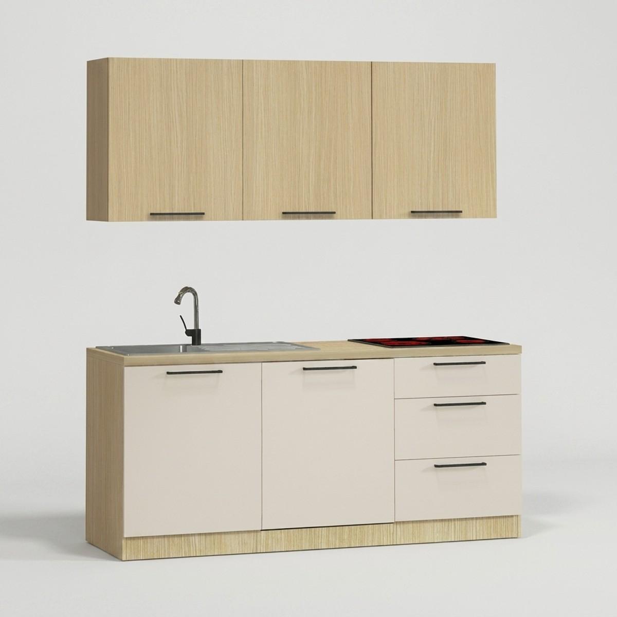 Moderne geradlinige Komplettküche mit Spüle Arvok 180 - Beige