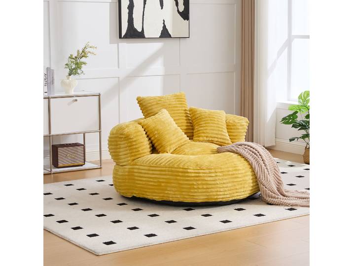 Fauteuil de relaxation pour chambre à coucher, durable et confortable, avec dossier haut et poches, idéal pour le jeu individuel, fauteuil de bureau, pouf