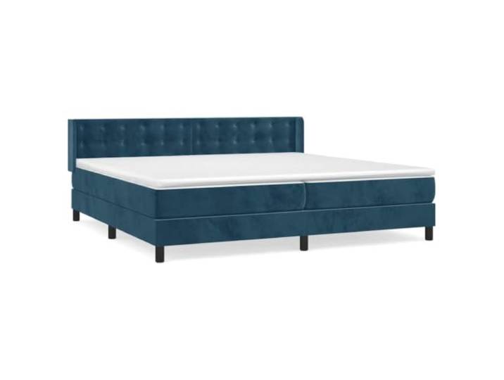 PUGYNBK Boxspringbett, Samt, Dunkelblau, 200 x 200 cm Verstellbares Kopfteil, Taschenfedern, mittlere Festigkeit, weicher Schutz, inklusive Anleitung