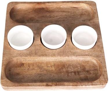 INOX artisans Bouffe Acacia Wood & Ceramic Food Platter