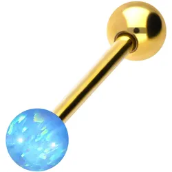 Chirurgenstahl Barbell SYNTHETISCHER OPAL + CHIRURGENSTAHL-KUGEL