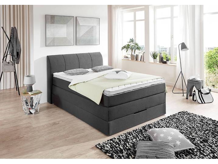 Boxspringbett Sayk 120 x 200cm Mischgewebe Grau/Dunkelgrau