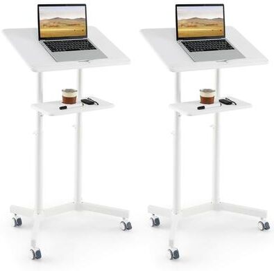 1/2PCS Mobile Laptop Podium Standing Desk & Casters/Storage Tray