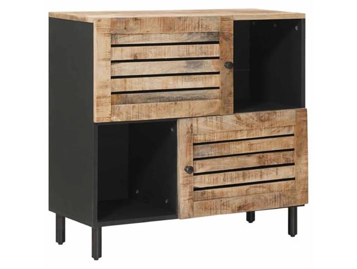 GPUTYGHN Stauraumschrank Braun 80 x 33,5 x 75 cm Massivholz Mango Mit Messingknöpfen, Vielseitig für Wohnzimmer, Robust und Langlebig