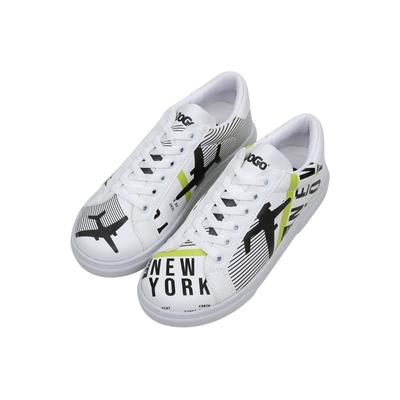 Sneaker DOGO "Ace Low-Top Sneaker New York Ticket Damen Sneaker", Damen, Gr. 40, Normalschaft, weiß, Lederimitat, Schuhe Sneaker, Handgefertigt
