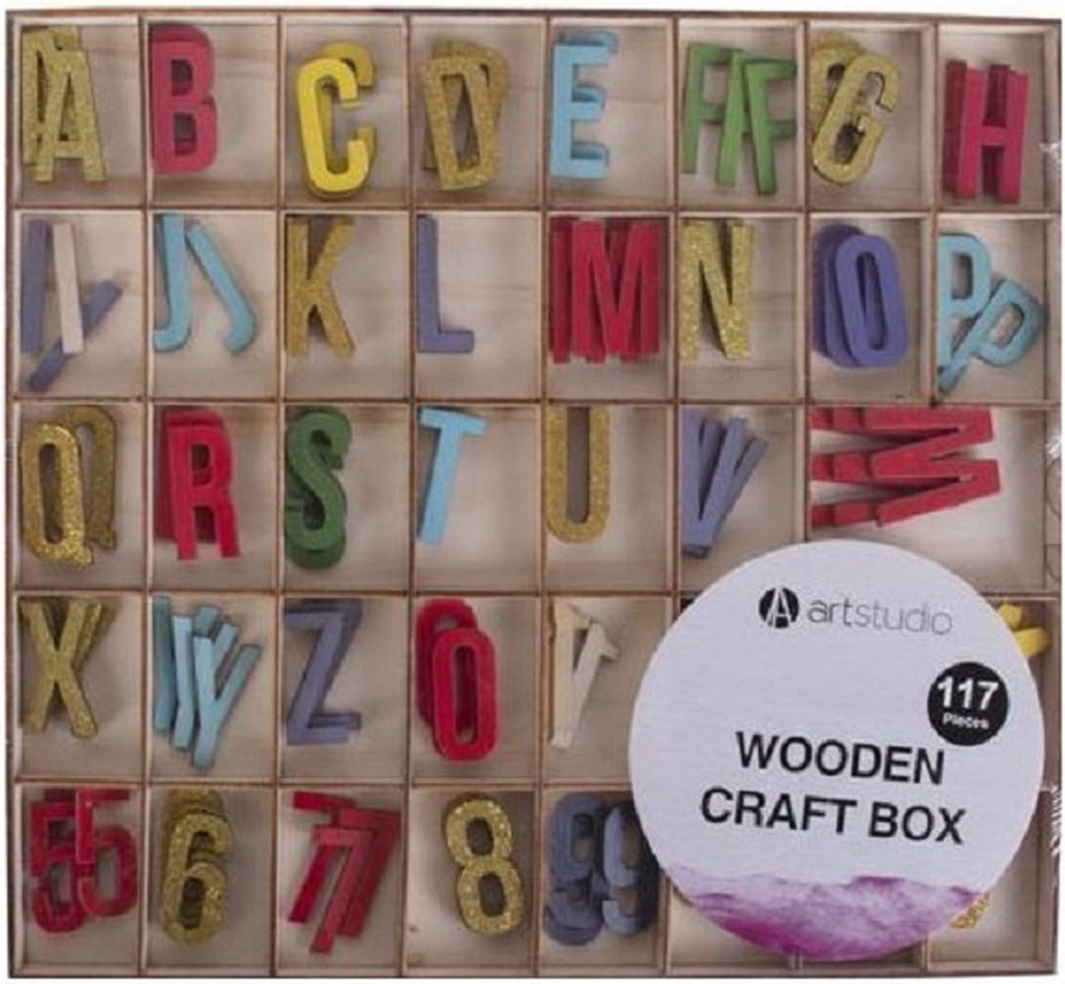Happy Art Jolly Craft Studio Gekleurde houten letters en cijfers - 117 stuks