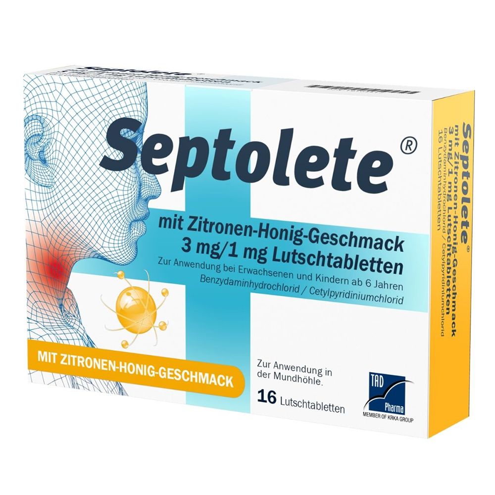 Septolete m.Zitronen-Honig-Geschm.3mg/1mg Lut.-T. 16 St Lutschtabletten