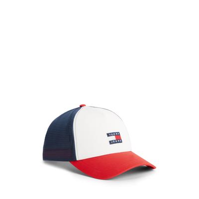 Trucker Cap TOMMY JEANS "TJM HERITAGE TRUCKER", Herren, rot (corp), Web, Baumwolle, Caps, Regular fit mit festem Schirm