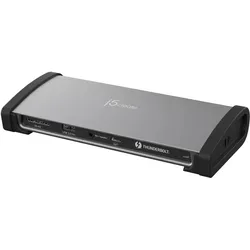 j5Create JTD562-FN Docking station 8K Thunderbolt™ 4 - UE, Cablato, Thunderbolt 4, 96 W, 3,5 mm, 10 (USB-C, 11 Ports), Dockingstation + USB Hub, Grau, Schwarz