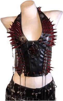 Inspire Picks Spiked Gothic Punk Tank Y2K Grunge PU Leather Alternative Top For Women red Rivets 2 xxxs