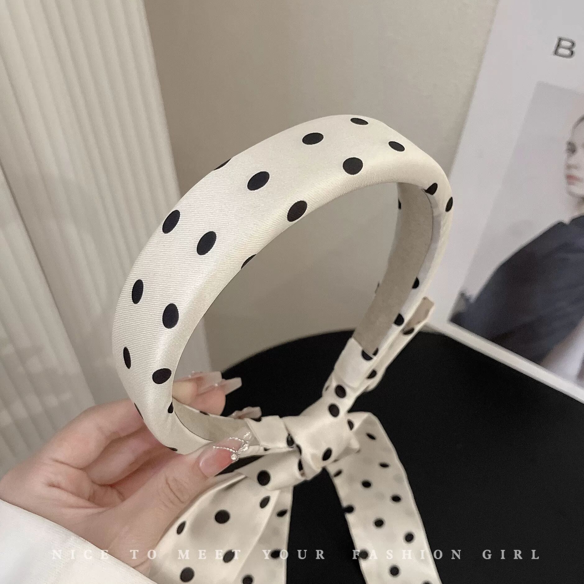 INF Bandeau à pois avec nœud pour femme, accessoires pour cheveux