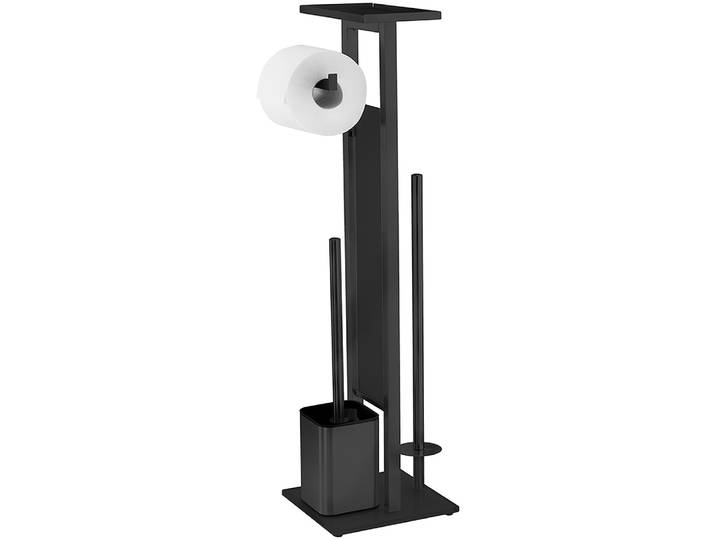 WC-Garnitur WENKO Debar , schwarz, B:21cm H:70,5cm L:18cm, Edelstahl, Glas, Reinigungsbürsten, WC-Garnitur, Stand WC-Garnitur