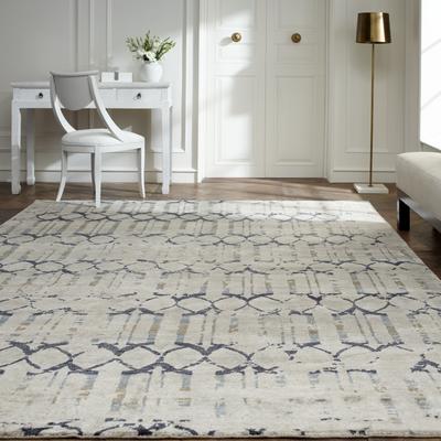 KALATY Modern Multi-Colored Hand-Knotted Viscose Area Rug
