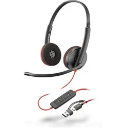 Poly Blackwire 3220 USB-C Stereo-Headset + USB-C/A-Adapter
