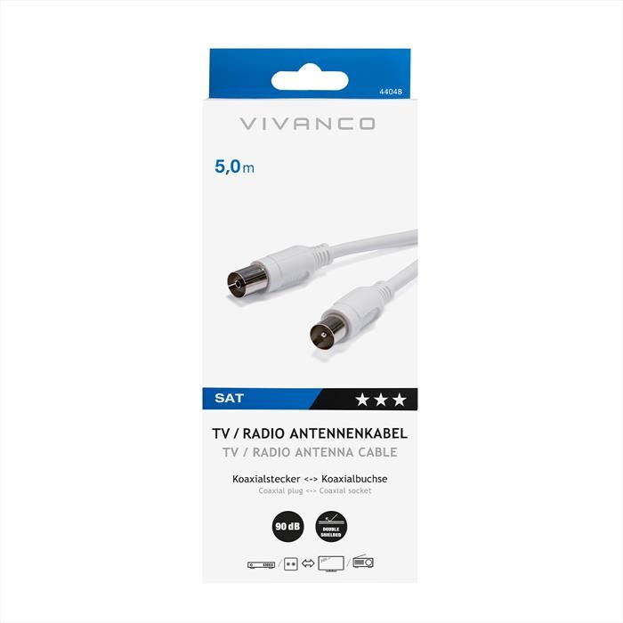 SBS Cavo Antenna Connection 5.0m Coax Plug <-> Coax-bianco