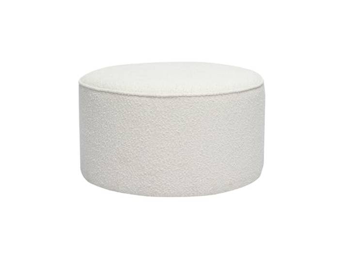 Miliboo Runder Sitzsack aus Stoff, Wolleffekt, gekräuselt, Weiß, Durchmesser 70 cm