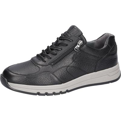 Schnürschuh WALDLÄUFER "H-Anton", Herren, Gr. 10 (44,5), Leder Textil, schwarz, Nappaleder, Schuhe Schnürschuh, Komfortschuh mit Schnürung und Reißverschluss, H-Weite