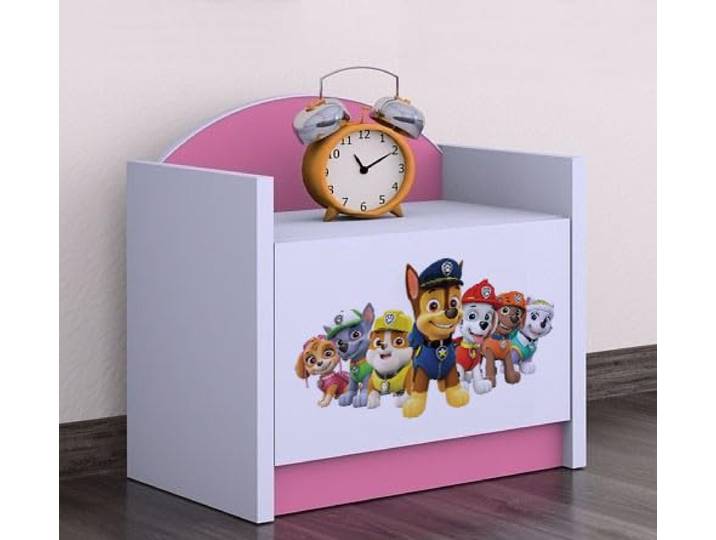 BDW - Nachttisch Kinderzimmer - Super Hunde - Nachtschrank Kinder - Nachttisch mit 1 Schublade - Nachtschrank für Schlafzimmer Kinderzimmer - 40x44x34cm - Rosa - Das Team