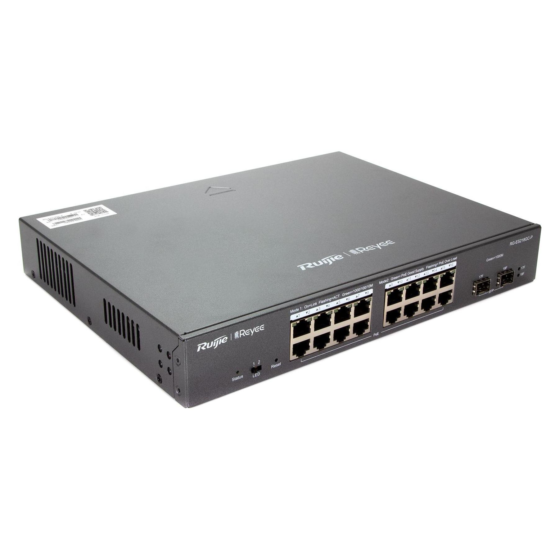 Ruijie NET SWITCH 18PORT 1000M 2SFP (18 Ports) (RG-ES218GC-P)
