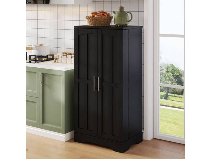 Armoire de cuisine colonne 60x40x120 cm 2 portes rangement minimaliste MDF noir